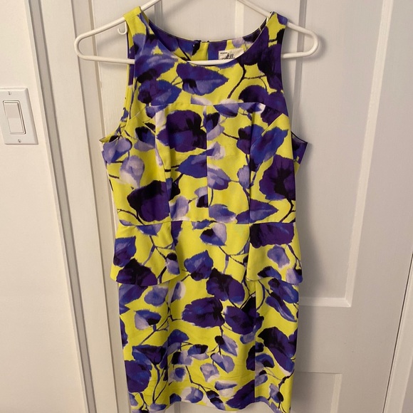 Milly Yellow & Purple Floral Dress - Size 4 - Picture 3 of 8